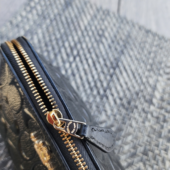 Coach Black Debossed Leather Pouch - Picture 3 of 10